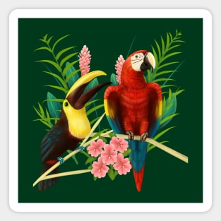 Toucan and Scarlet Macaw tropical birds Magnet